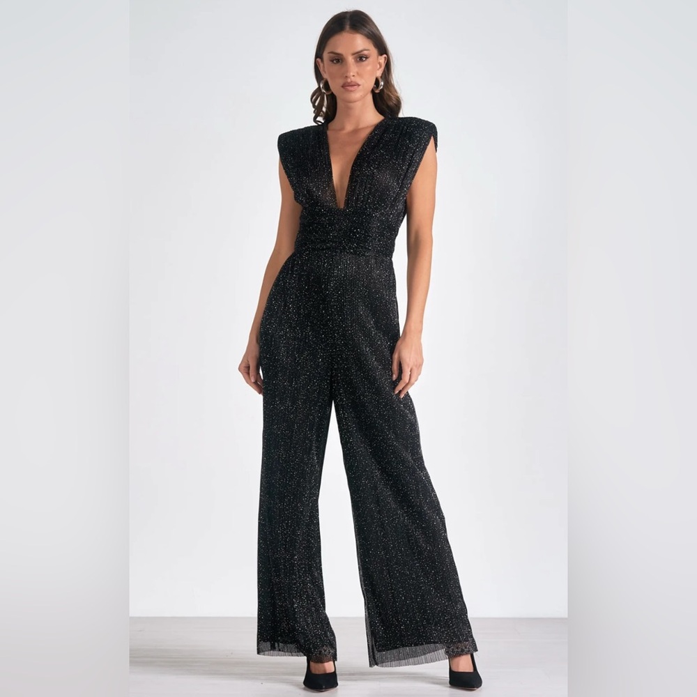 Elan Glittering Black Backless jumpsuit size S